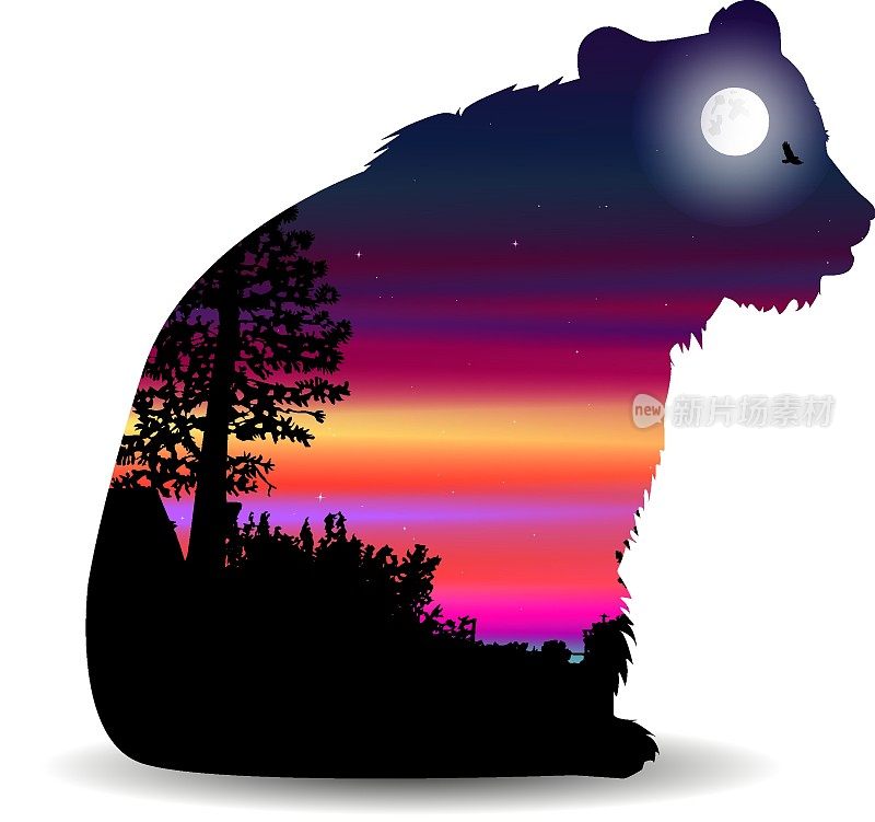 Silhouette of  bear.